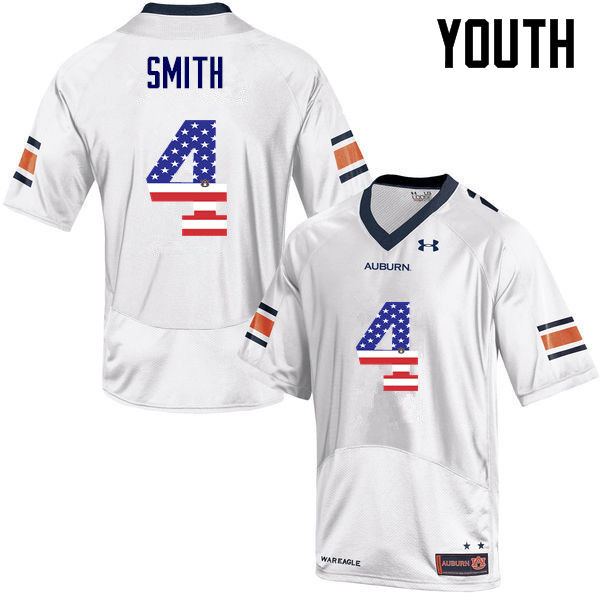 Youth Auburn Tigers #4 Jason Smith USA Flag Fashion White College Stitched Football Jersey